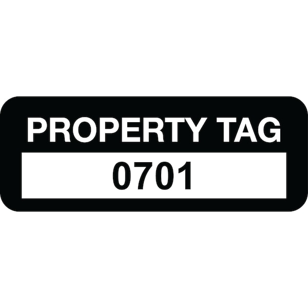 Lustre-Cal Property ID Label PROPERTY TAG Polyester Black 2in x 0.75in Serialized 0701-0800, 100PK 253744Pe1K0701 - main